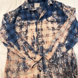 Blue Distressed Plaid Flannel